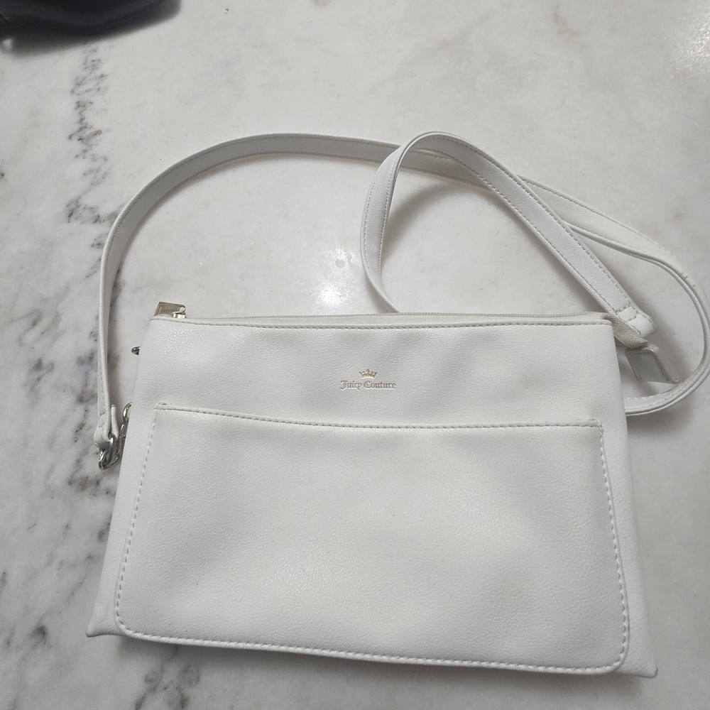 Juicy Couture White Pebbled Crossbody Bag with Gold Logo